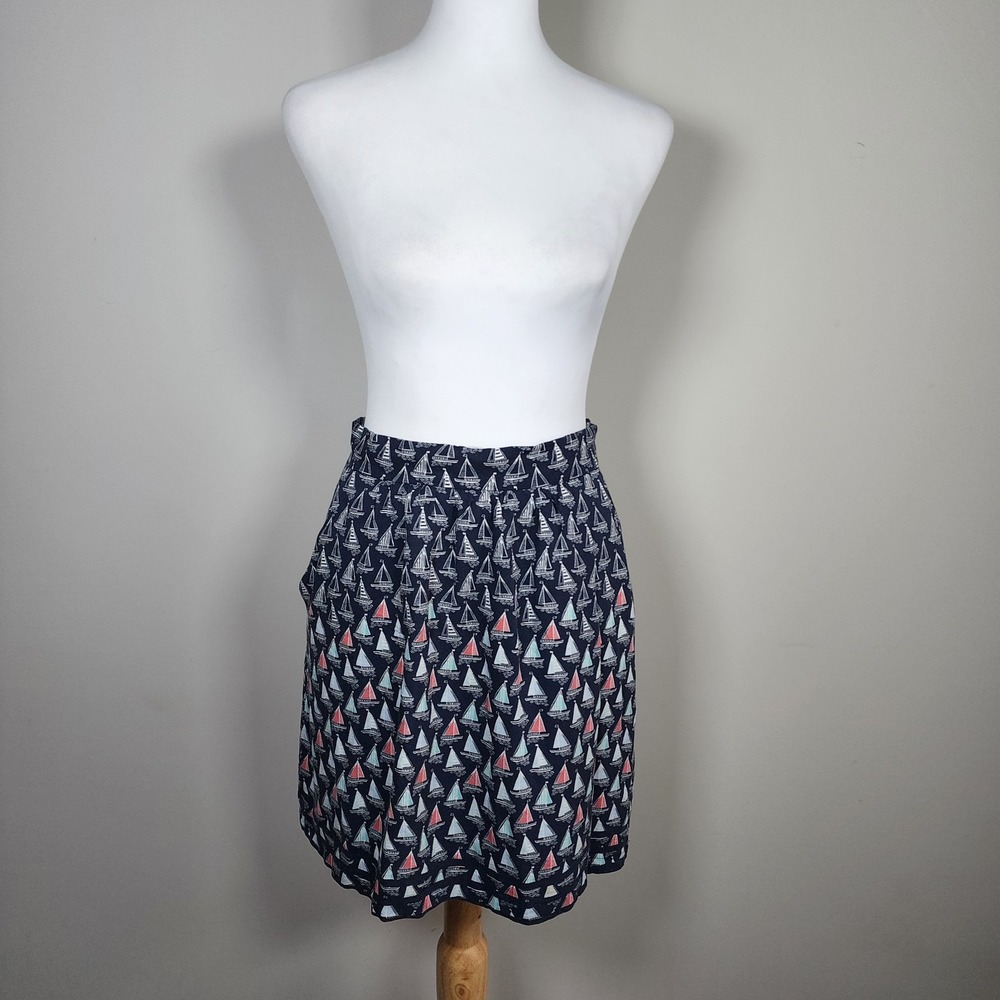 Promod Sail Boat Skirt Womens Medium Boating Yacht Ocean Pleated Skater‎ Casual - Picture 3 of 13